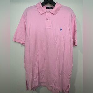 Polo by Ralph Lauren Men's Polo Shirt in Pink with Blue Logo